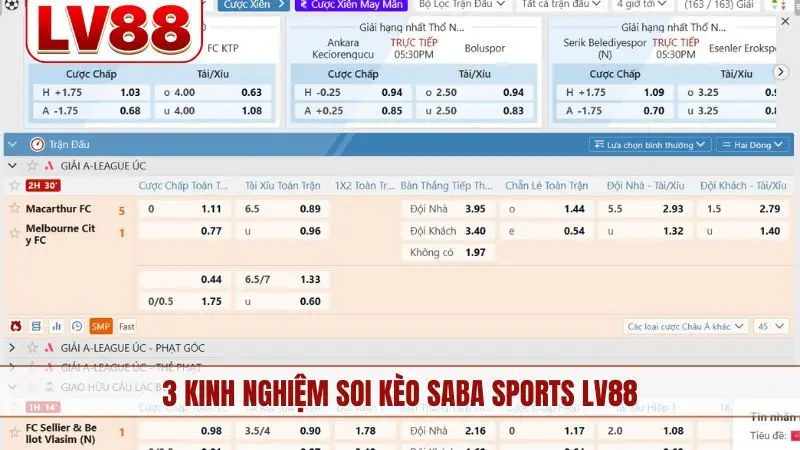 3 kinh nghiệm soi kèo Saba Sports LV88